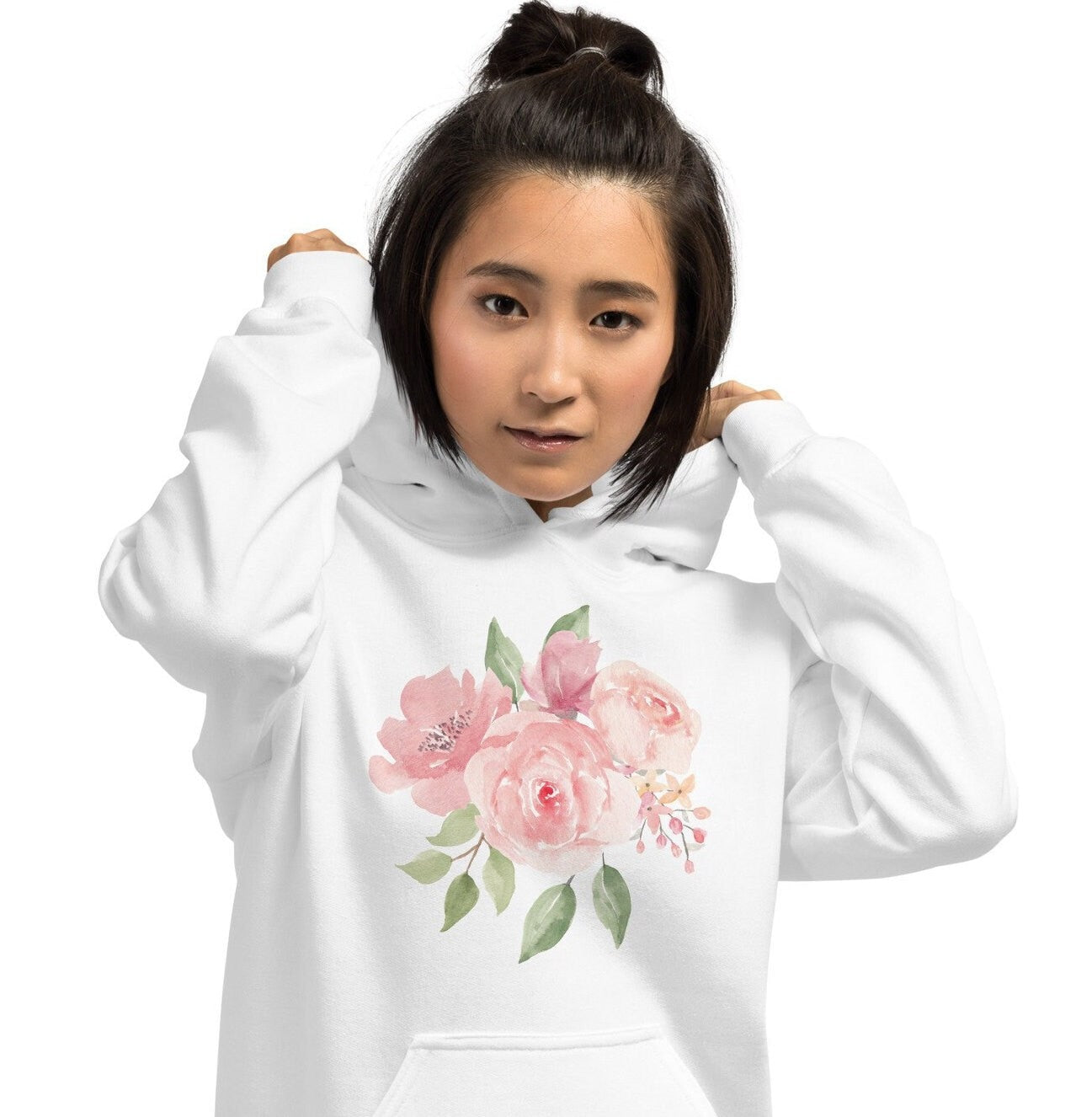 Pink Flower Sweater, Pink Roses Hoodie