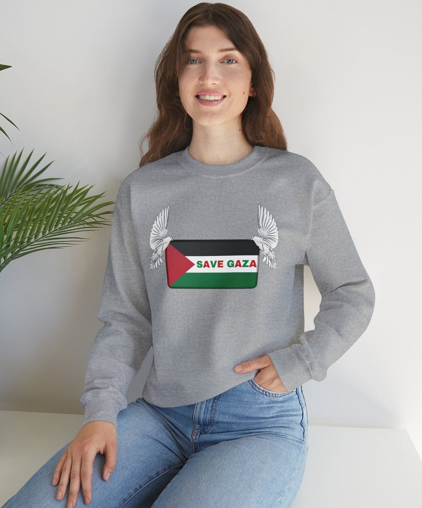 Save Gaza Sweater, Palestine Sweatshirt, Free Palestine Sweater, Palestine Flag Crewneck, Stand with Palestine ™ Crewneck Sweatshirt