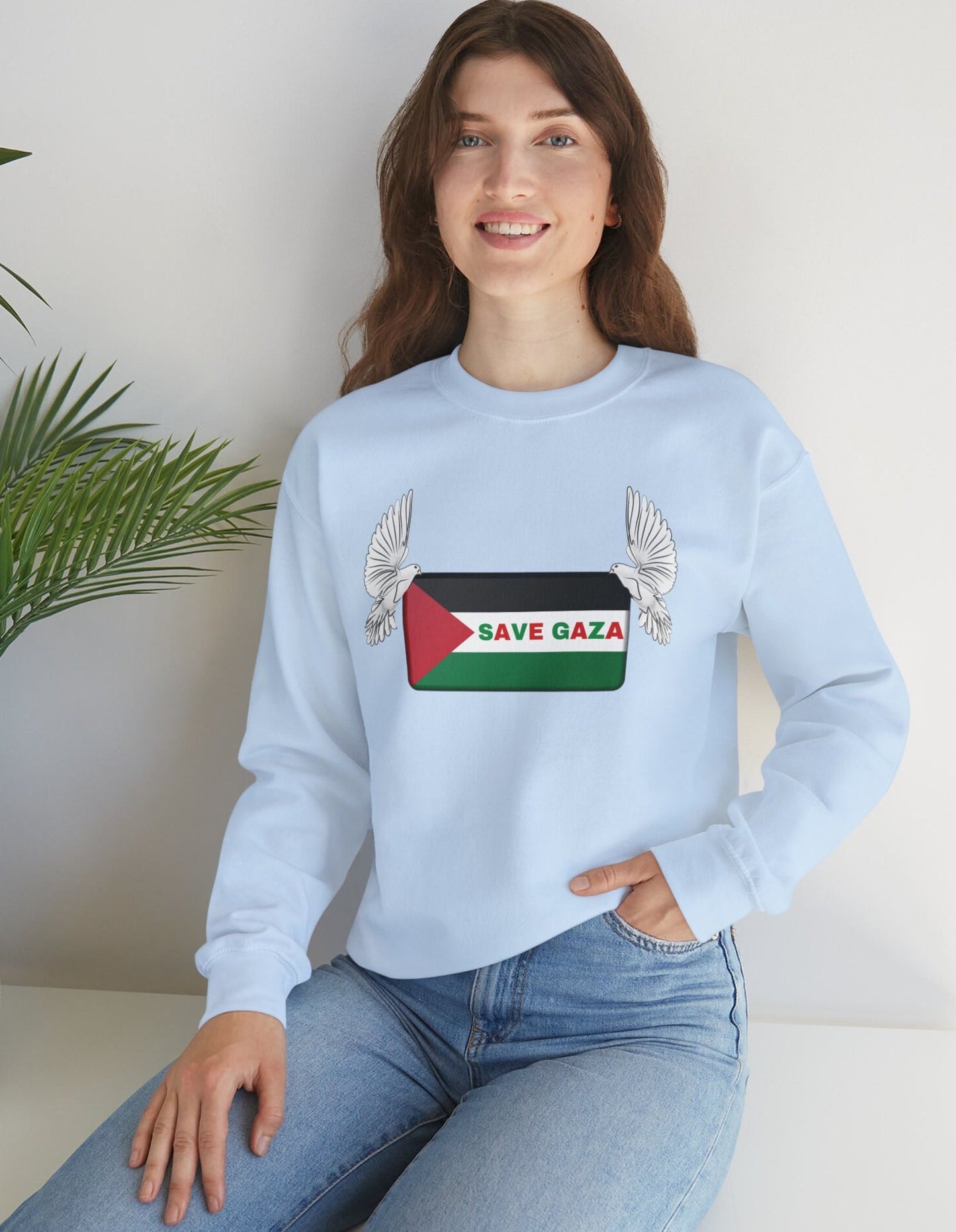Save Gaza Sweater, Palestine Sweatshirt, Free Palestine Sweater, Palestine Flag Crewneck, Stand with Palestine ™ Crewneck Sweatshirt