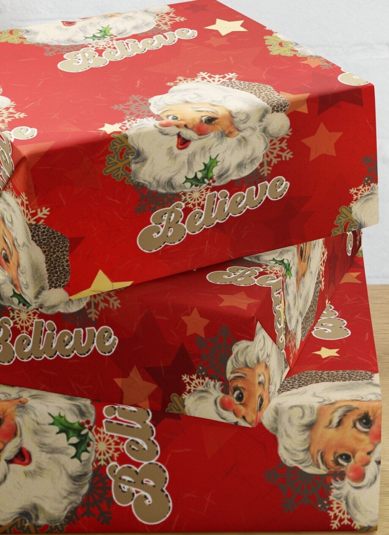 Santa Red wrapping Paper, Christmas Wrapping paper sheets