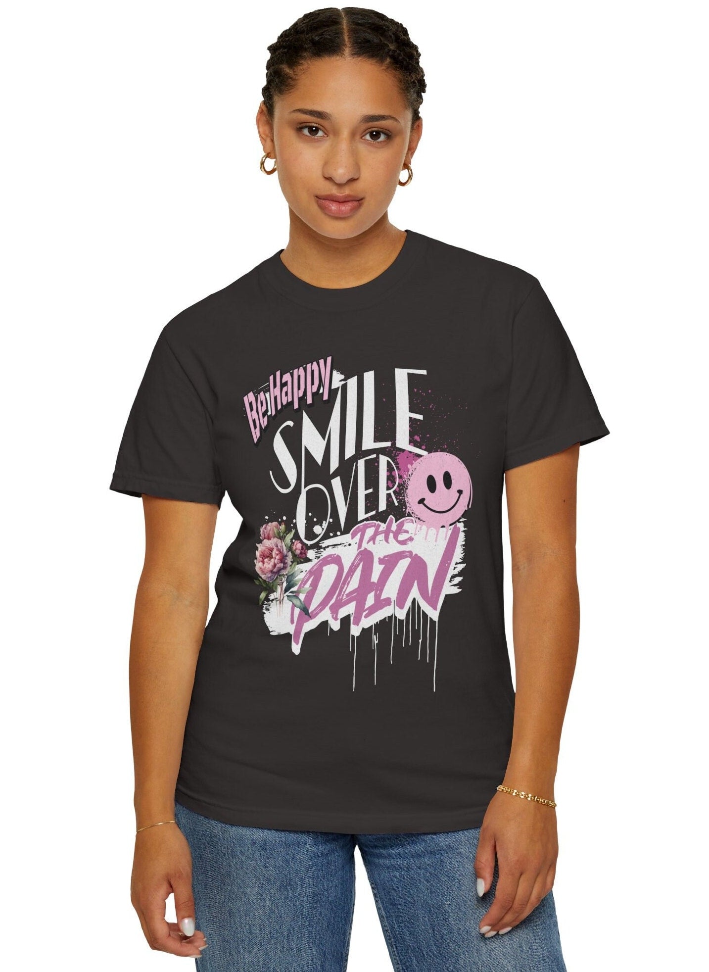 Comfort Colors Positive T-shirt With Smiley Face
