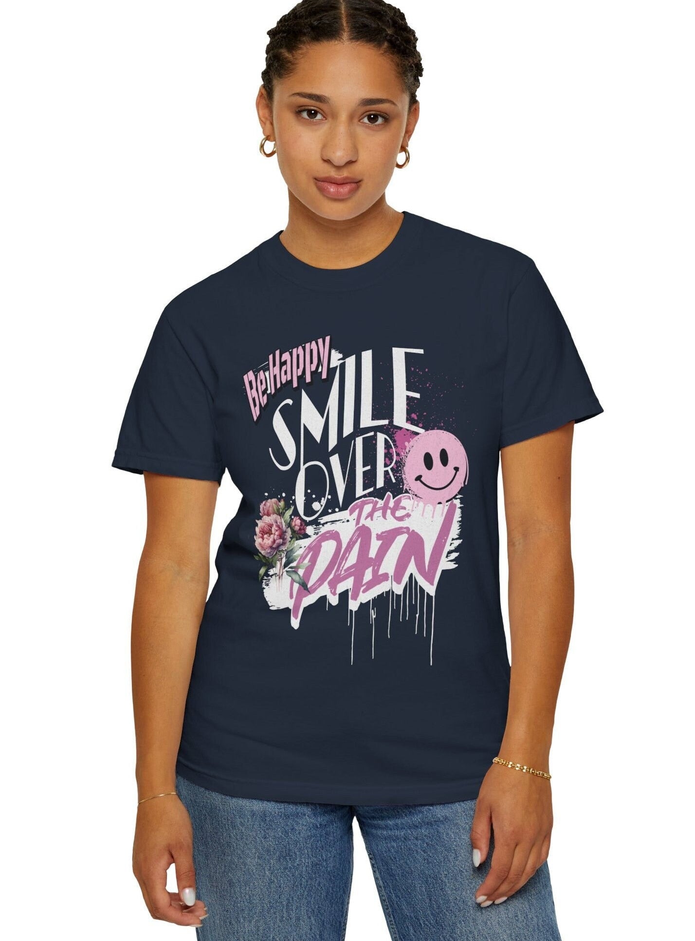 Comfort Colors Positive T-shirt With Smiley Face