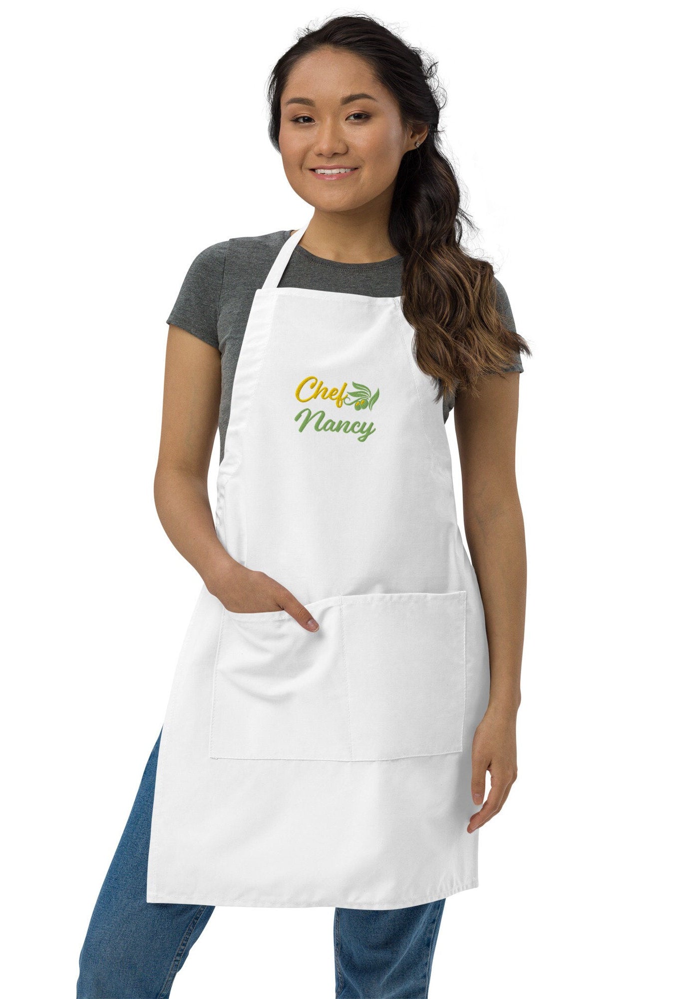 Custom Embroidered Personalized Olive Leaf Apron