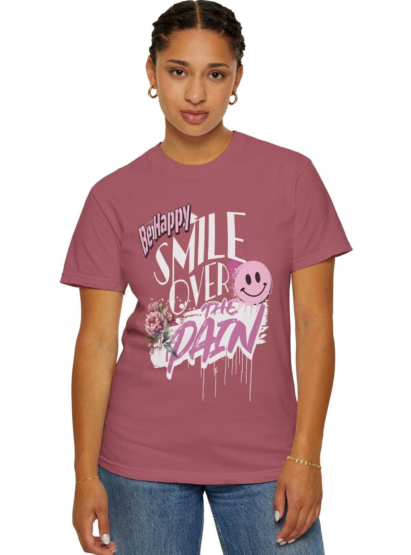 Comfort Colors Positive T-shirt With Smiley Face