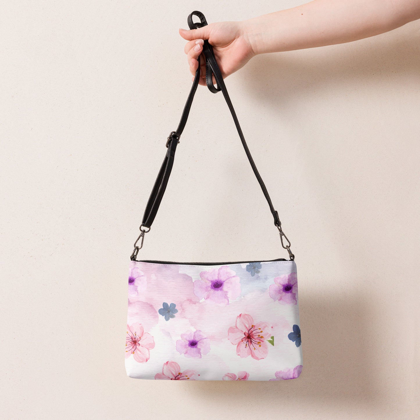 Wtercolor Pink Floral Crossbody bag