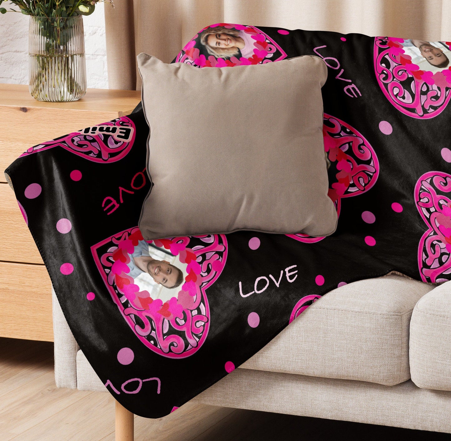 Personalized Name and Picture Valentine Sherpa blanket
