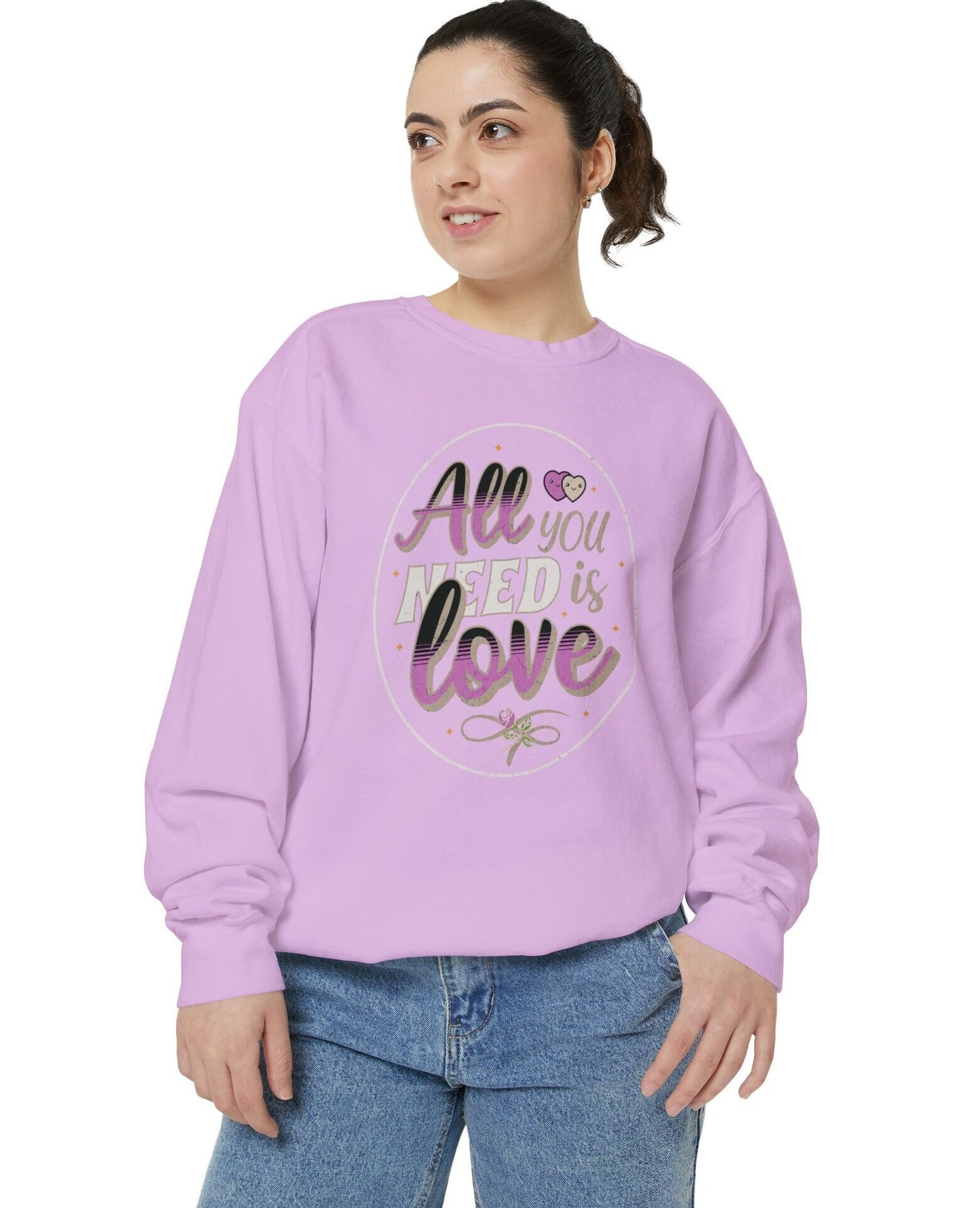 Comfort Colors All You Need is Love Valentine Comfort Colors Sweatshirt, Quote Valentine Sweater