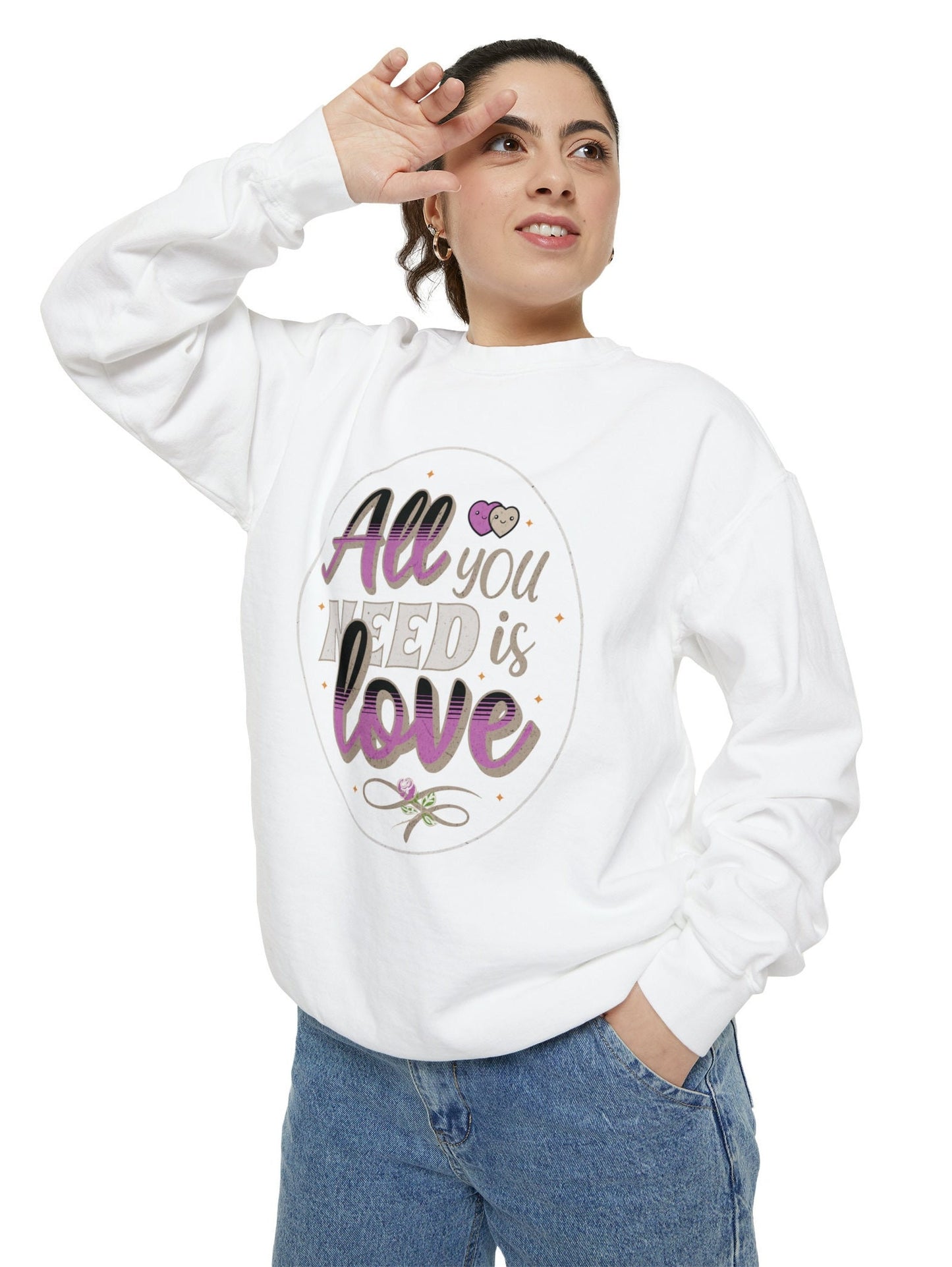 Comfort Colors All You Need is Love Valentine Comfort Colors Sweatshirt, Quote Valentine Sweater