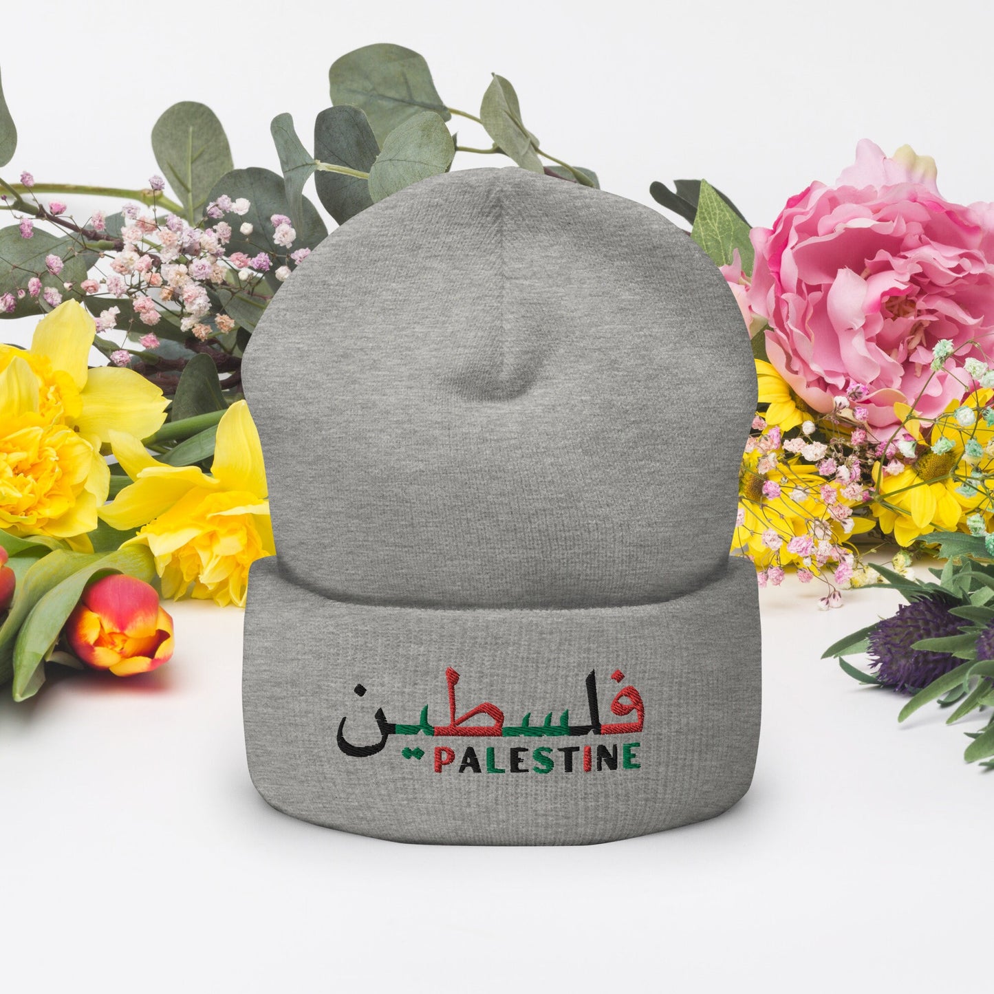 Embroidered Palestine Cuffed Beanie