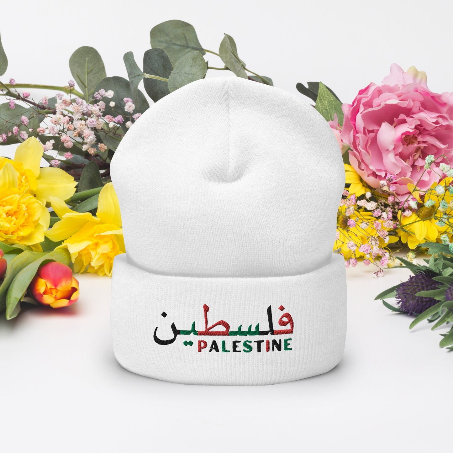 Embroidered Palestine Cuffed Beanie