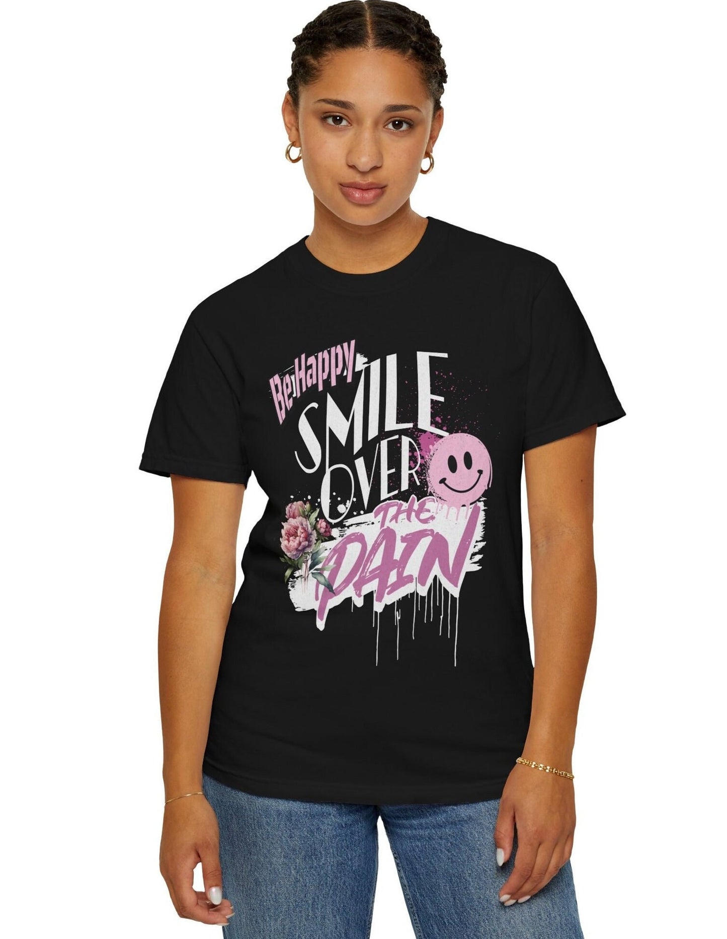 Comfort Colors Positive T-shirt With Smiley Face