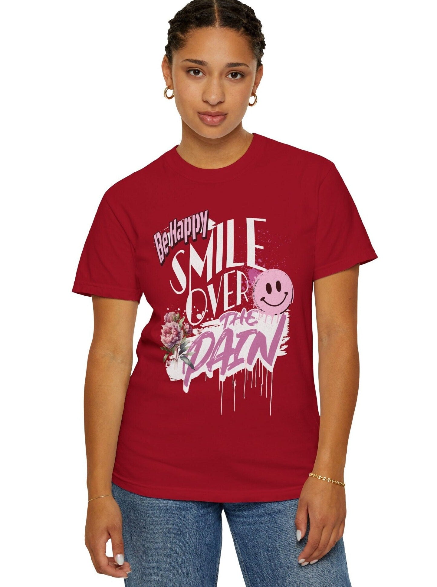 Comfort Colors Positive T-shirt With Smiley Face