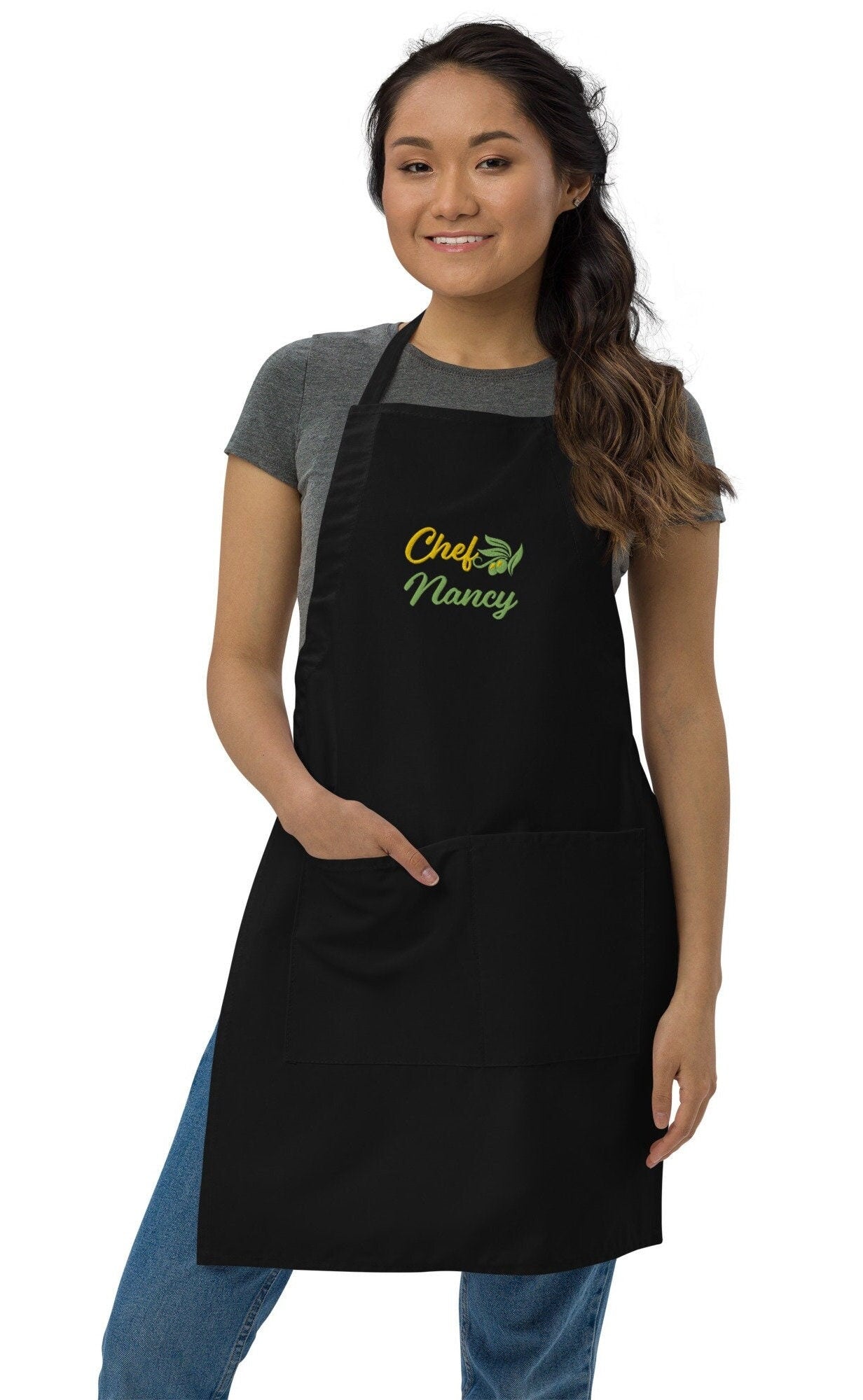 Custom Embroidered Personalized Olive Leaf Apron
