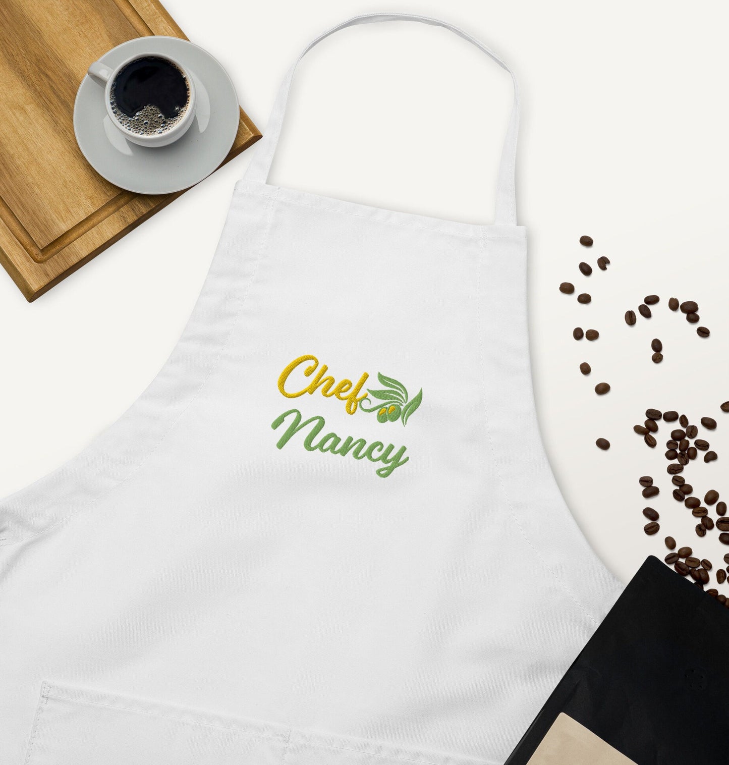 Custom Embroidered Personalized Olive Leaf Apron
