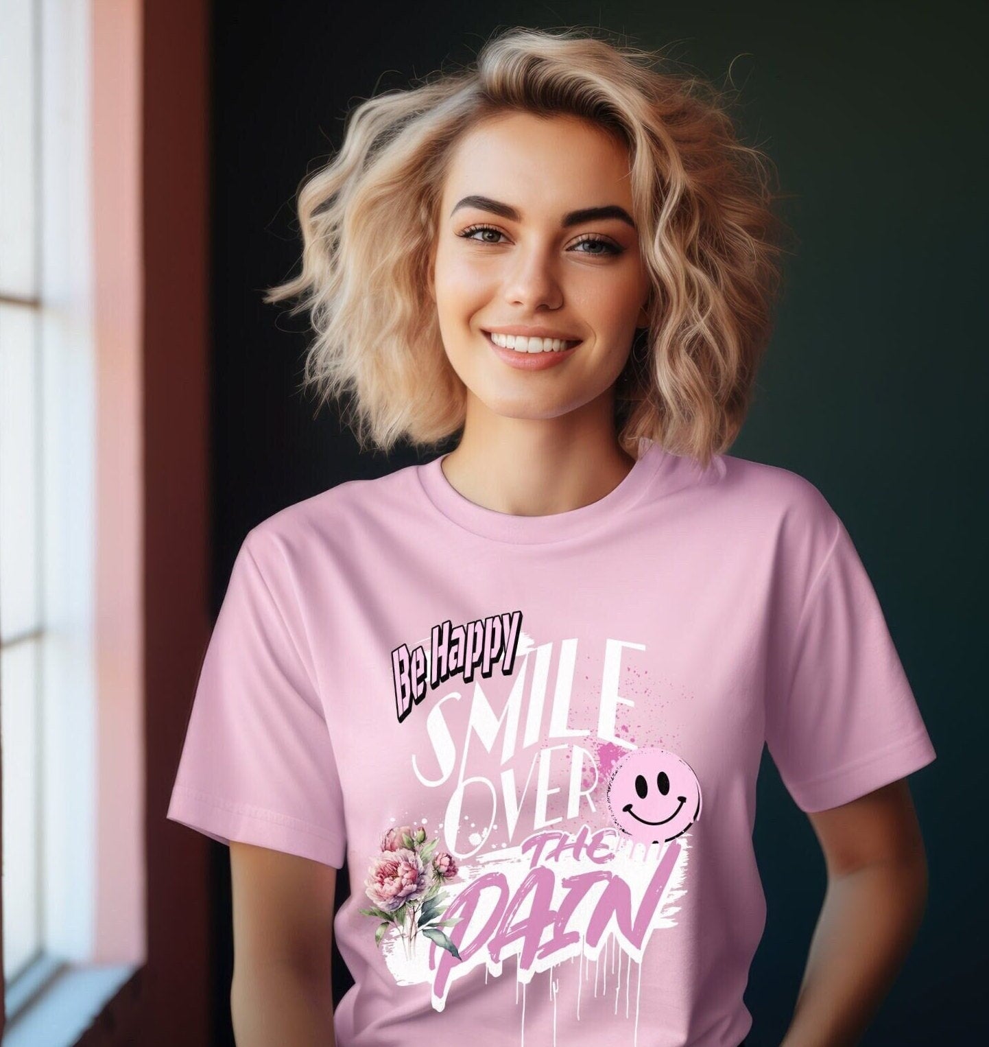Comfort Colors Positive T-shirt With Smiley Face