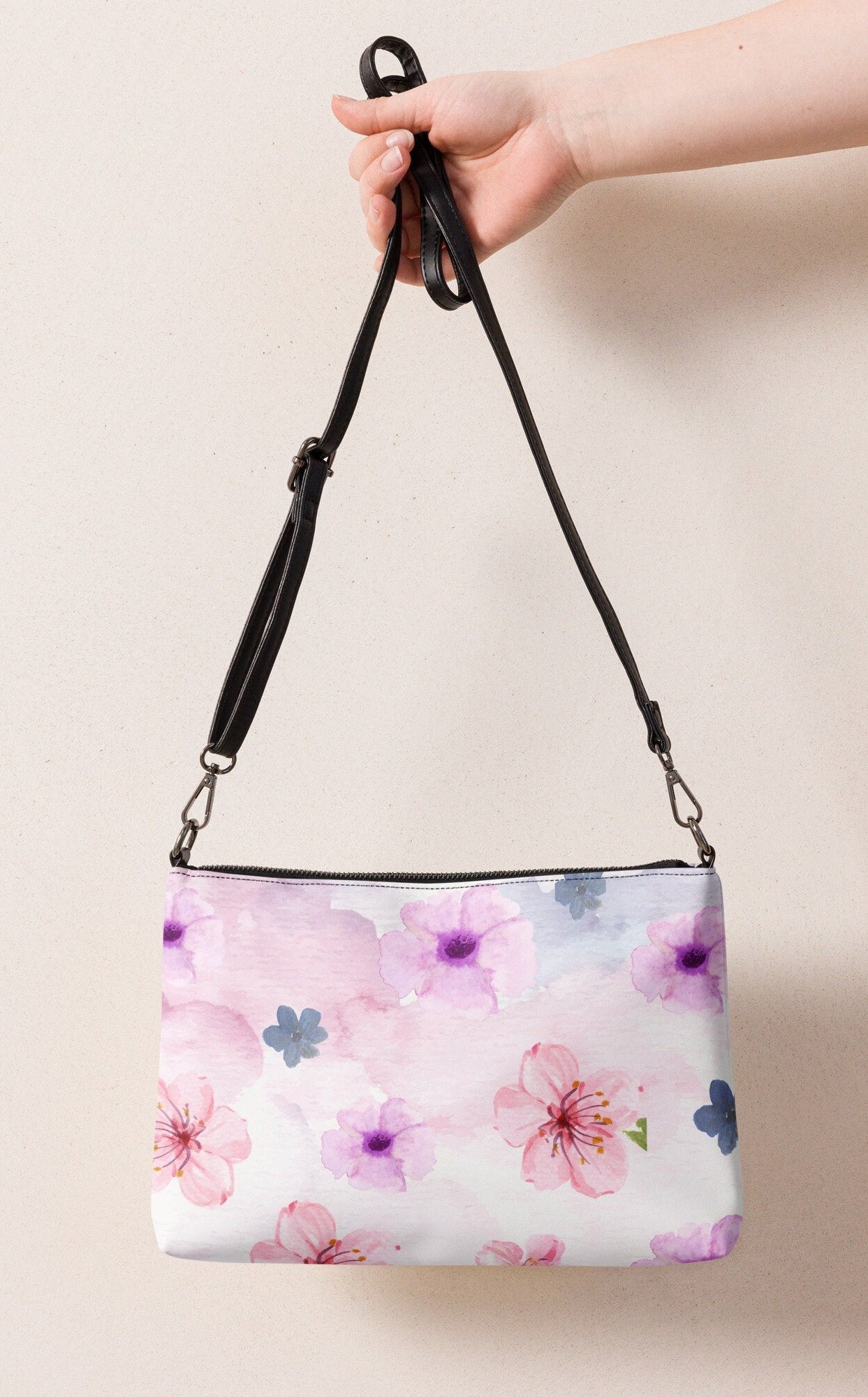 Wtercolor Pink Floral Crossbody bag
