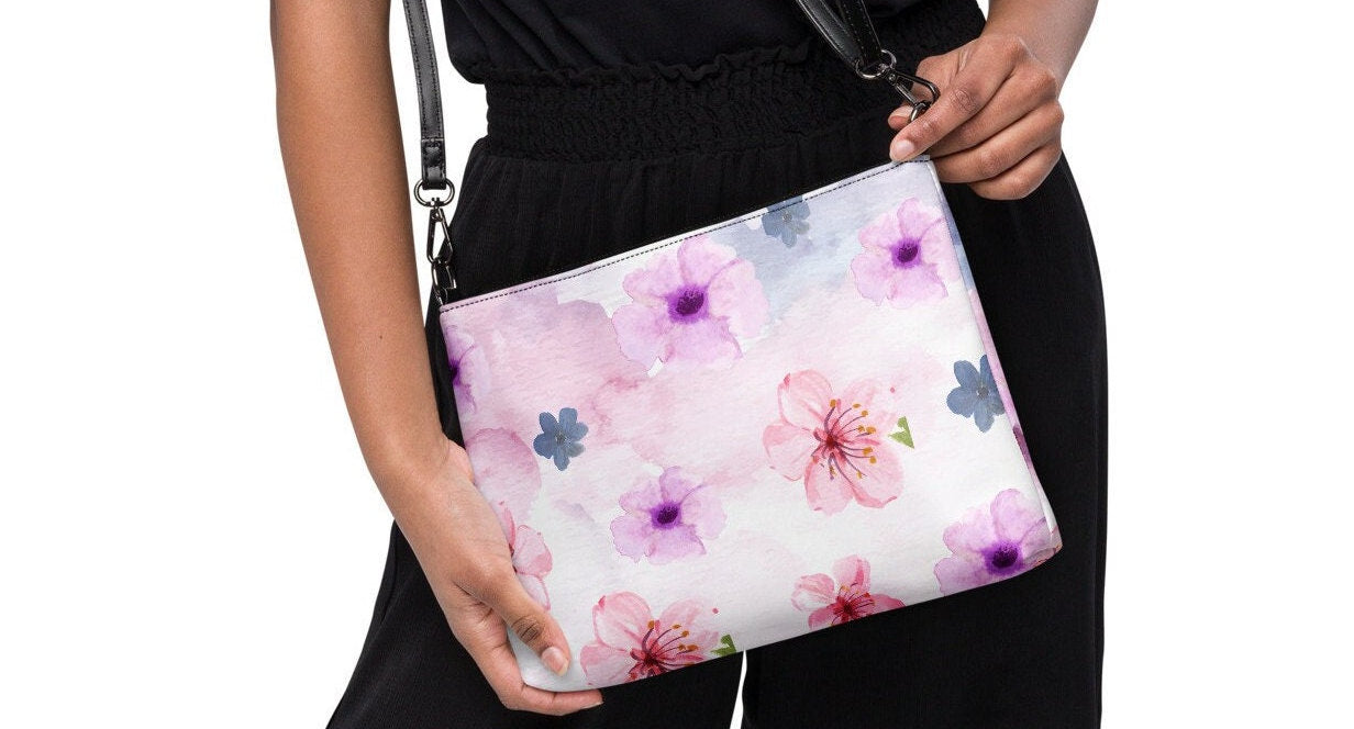 Wtercolor Pink Floral Crossbody bag