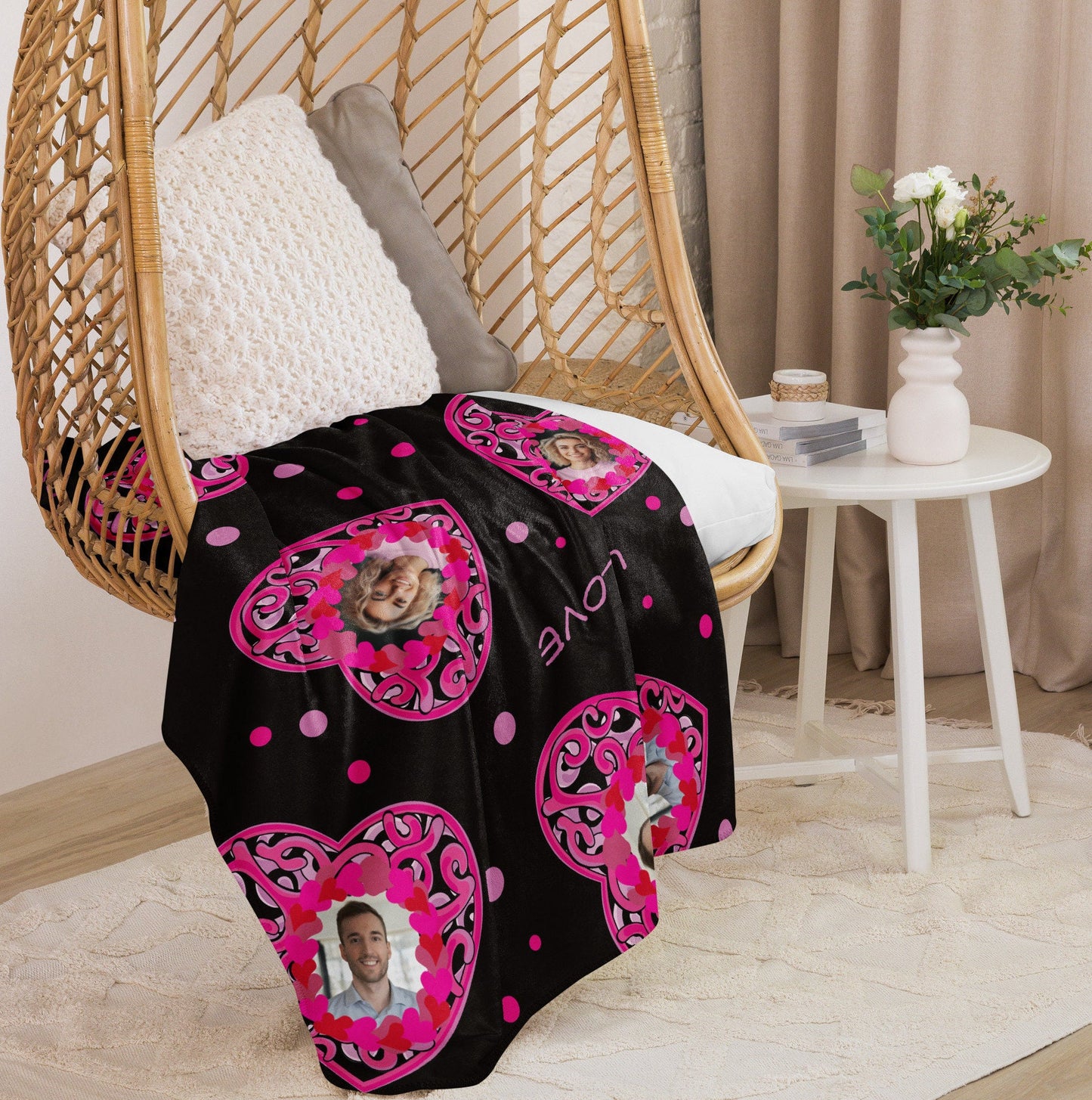 Personalized Name and Picture Valentine Sherpa blanket