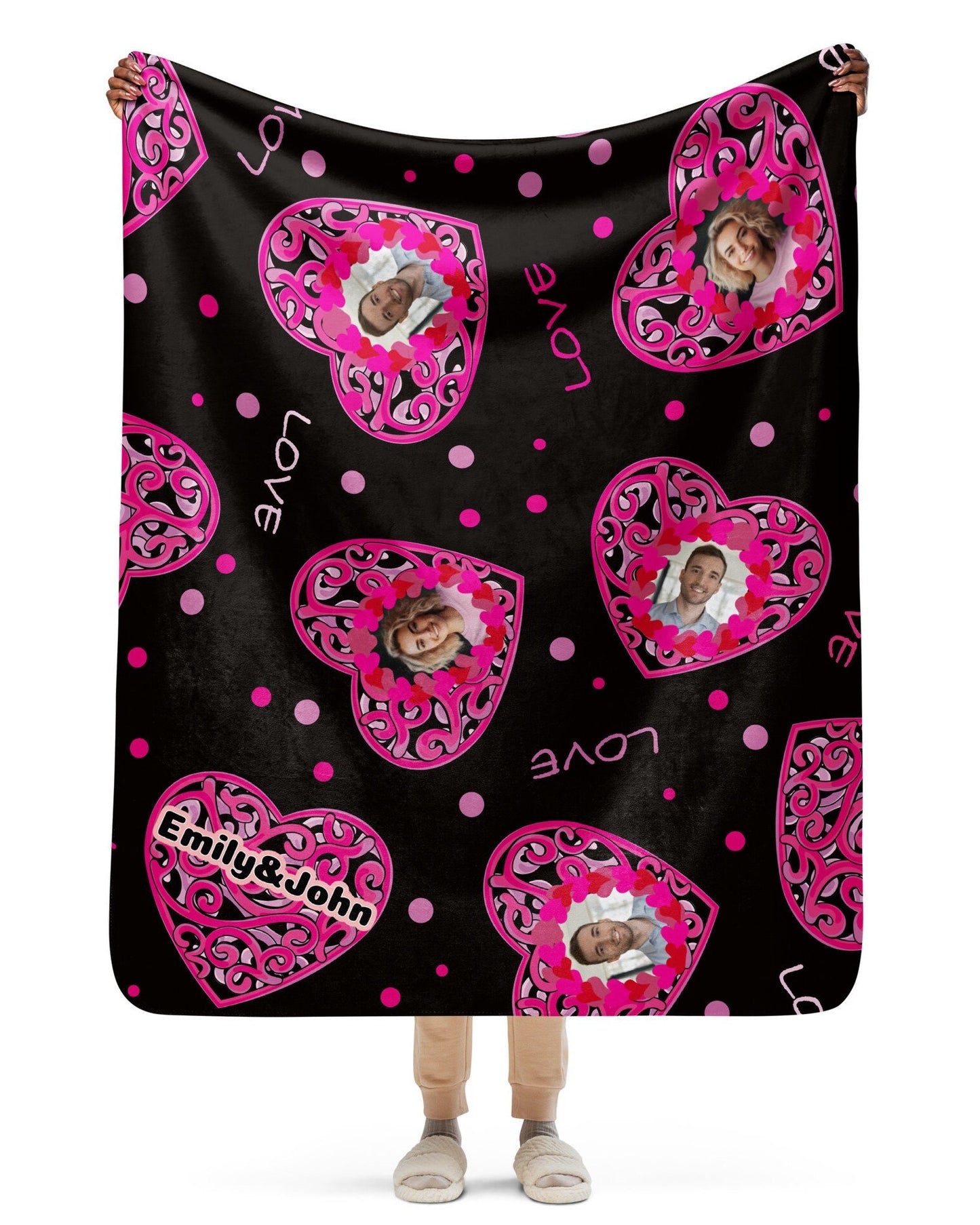 Personalized Name and Picture Valentine Sherpa blanket