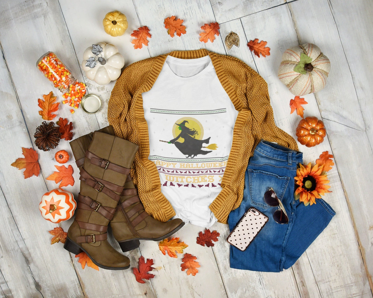 Witch Fall Tee, Halloween T-Shirt, Witch Oversized Top, which T-Shirt, Happy Halloween, Bats T-Shirt.