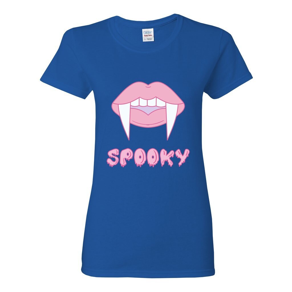 Women’s Heavy Cotton Spooky Pink Lips Vampire T-Shirt, Cute Fall Shirt, Women Fall Shirt, Halloween Gifts, Halloween outfit