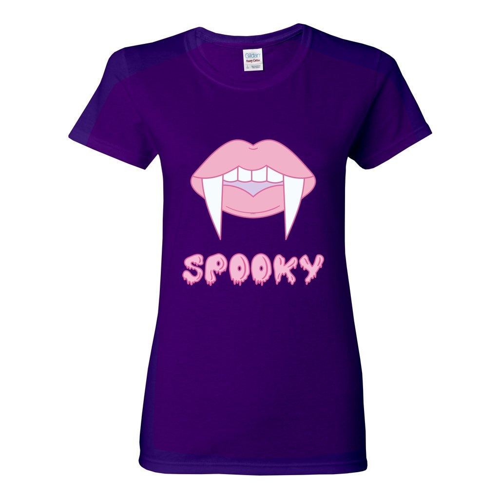 Women’s Heavy Cotton Spooky Pink Lips Vampire T-Shirt, Cute Fall Shirt, Women Fall Shirt, Halloween Gifts, Halloween outfit