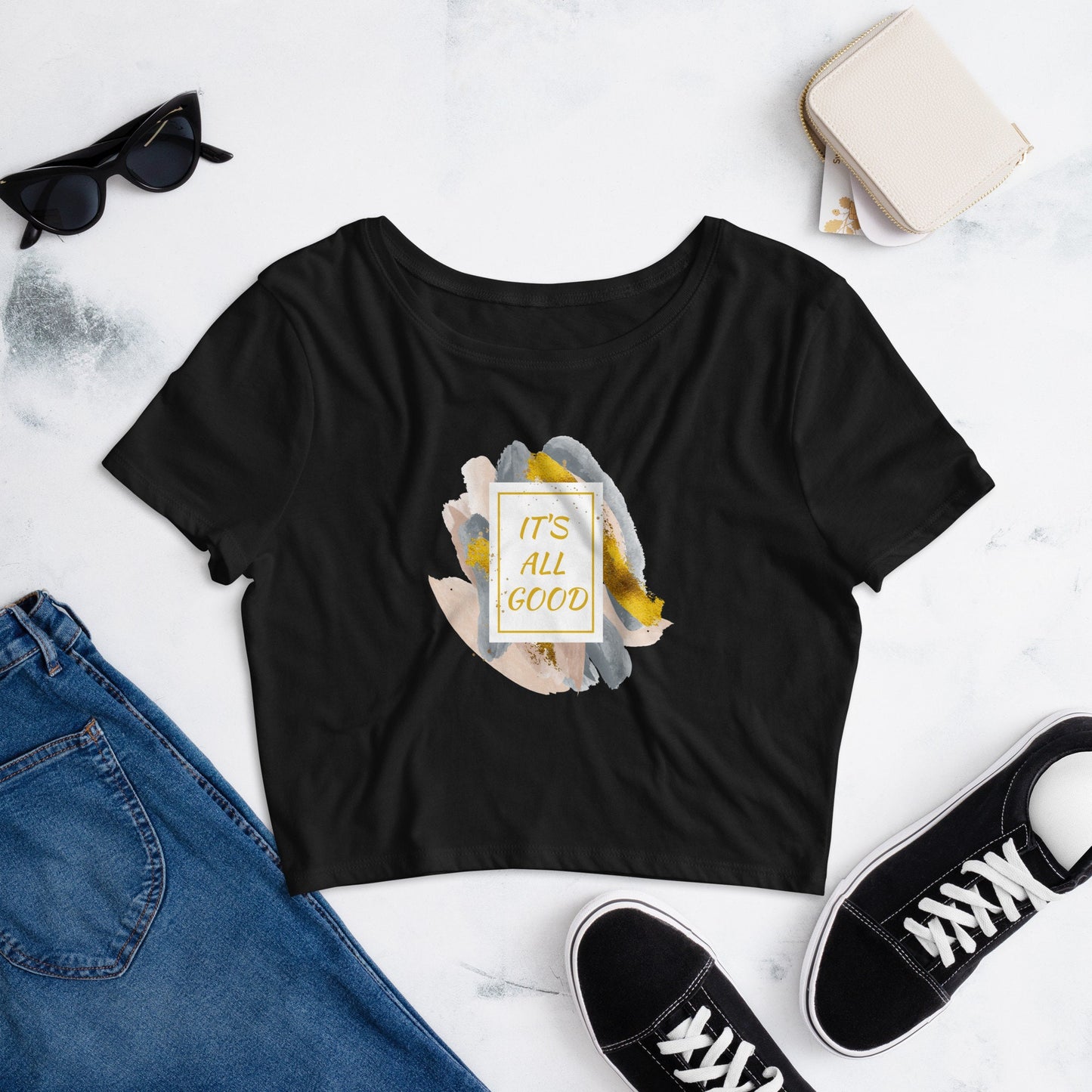 XS/SM Women’s All Good Mental Health Crop Tee, All Good Tee, Inspirational Tshirt, Positive Vibe Tee