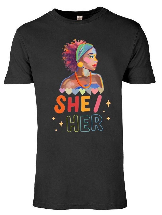 lane Seven Black Womwn Power Shier, Unisex Vintage Sher/her Crewneck Tee, Mom Gift, Women Colorful Face Shirt