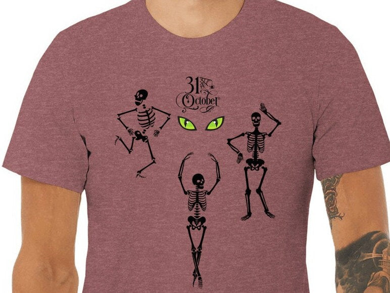 Halloween Dancing Skeleton Tee, Halloween Shirt, Scary Fall Tee, Skeleton Gift Shirt