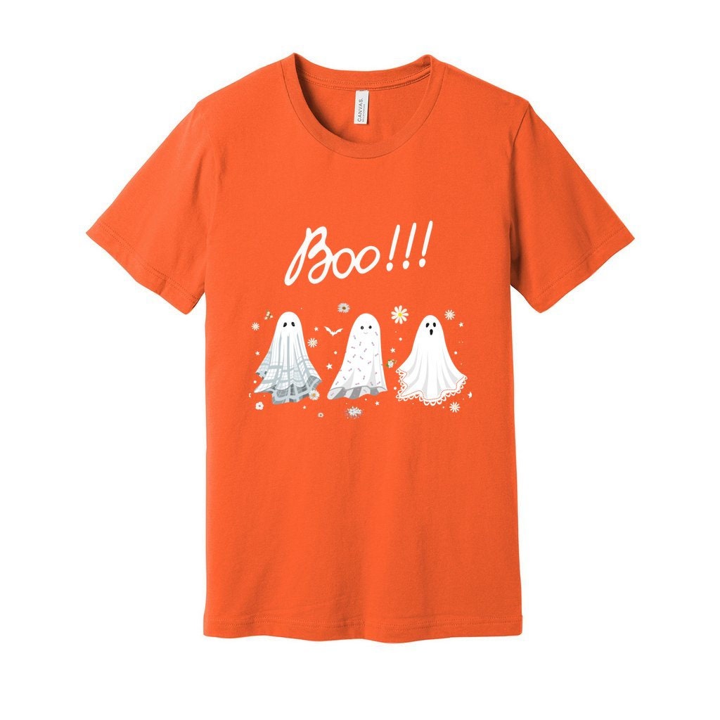 Unisex Jersey Ghost Tee, Haloween Top, Spooky Shirt, Fall Top, Graphic Fall Tee