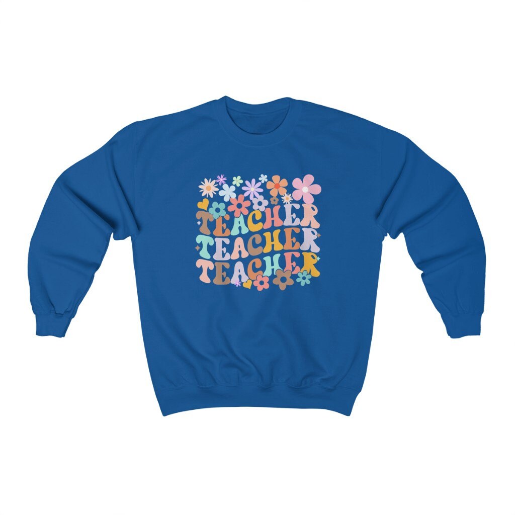 Teacher Sweatshirt, Colorful Teacher Gift, Oversized Retro Shirt, Teacher appreciation, Back to School Teacher Sweater