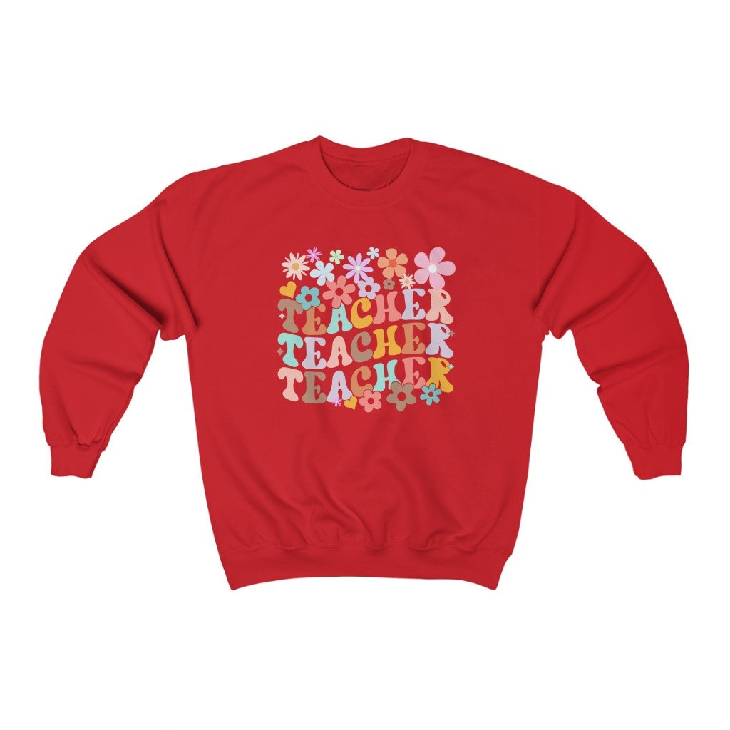 Teacher Sweatshirt, Colorful Teacher Gift, Oversized Retro Shirt, Teacher appreciation, Back to School Teacher Sweater