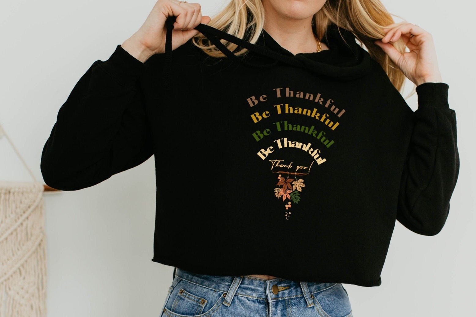 Women's Crop Thanksgiving Hoodie, Women Fall Top