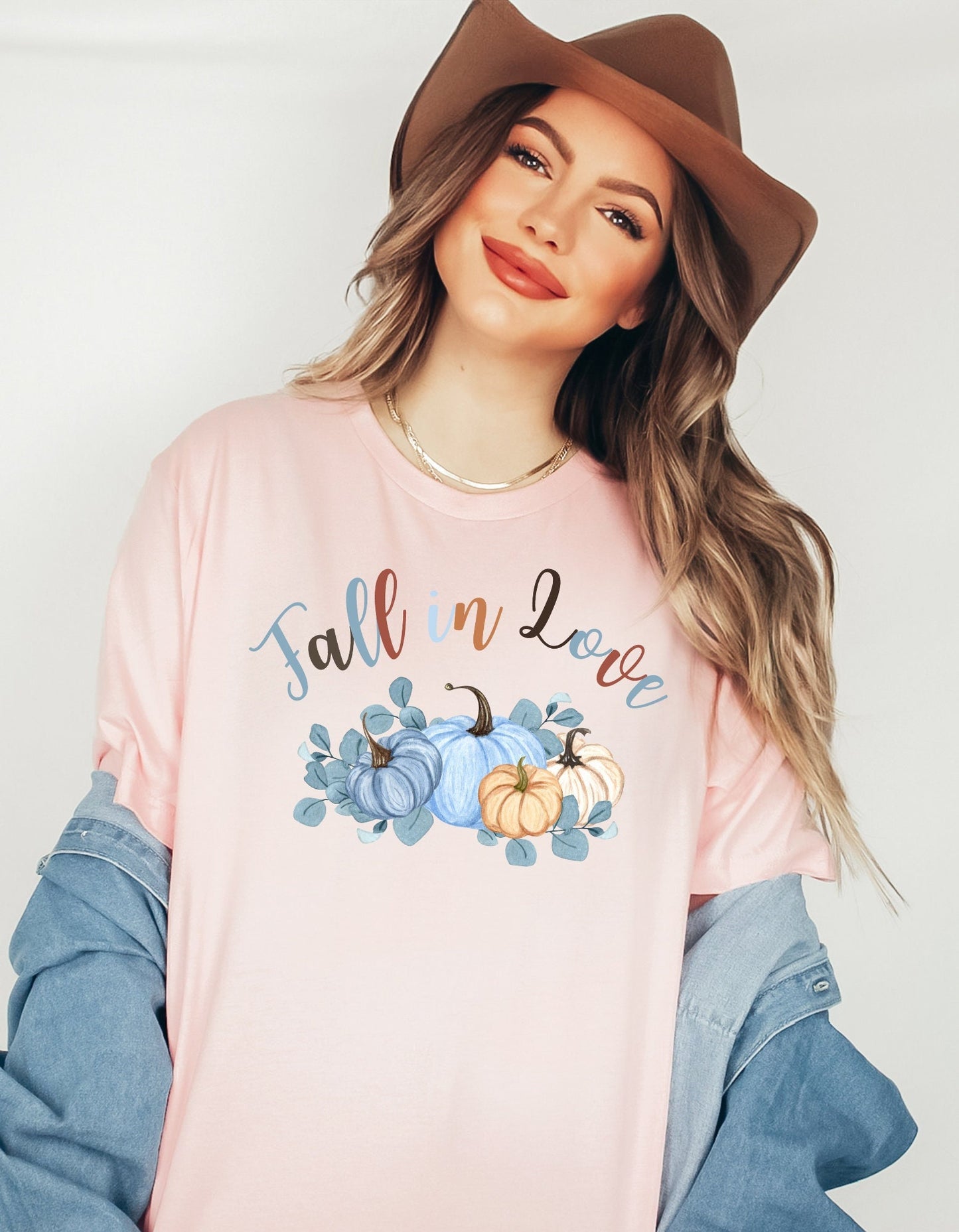 Fall in Love Thanksgiving Shirt, Pumpkin T-Shirt, Fall Graphic Tee, Thanksgiving Top, Halloween Shirt, Oversized Fall Vibes Shirt