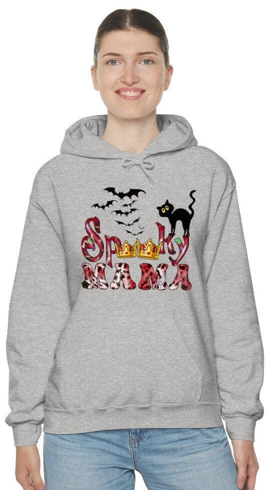 Halloween Spooky Hoodie For Mom, spooky mama Sweater, Spooky Mom Cat Top, Mom Halloween Gift, Spooky Fall Vibes for Mama