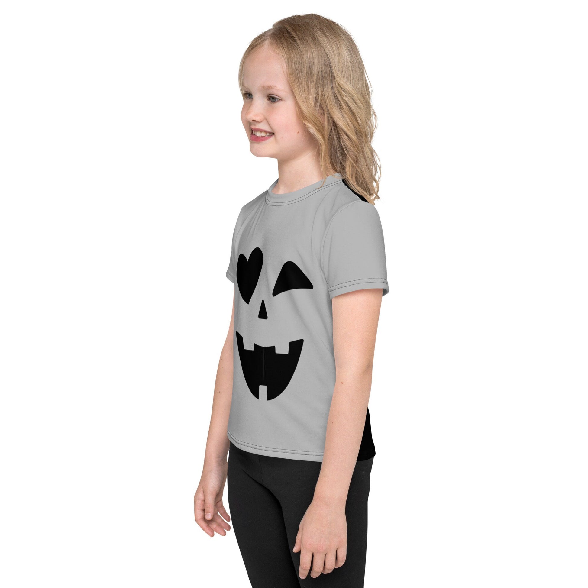 Kids crew neck Halloween t-shirt, Girl Pumpkin Shirt, Boy Pumpkin Shirt, Child Pumpkin Face T-Shirt