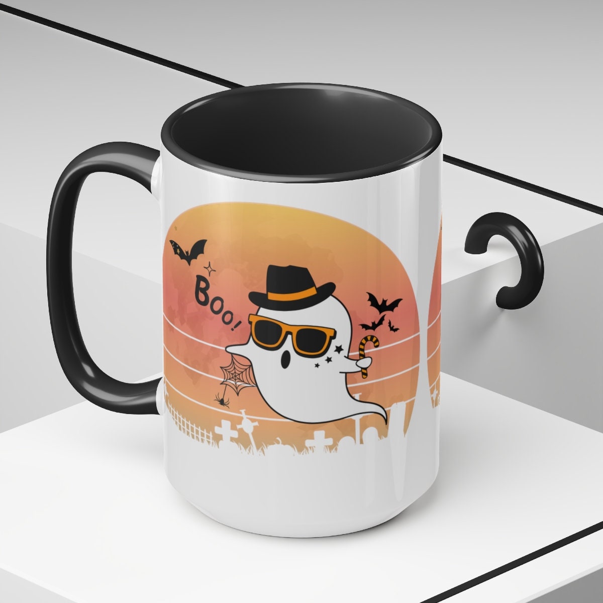 Two-Tone Halloween Coffee Mugs, 15oz