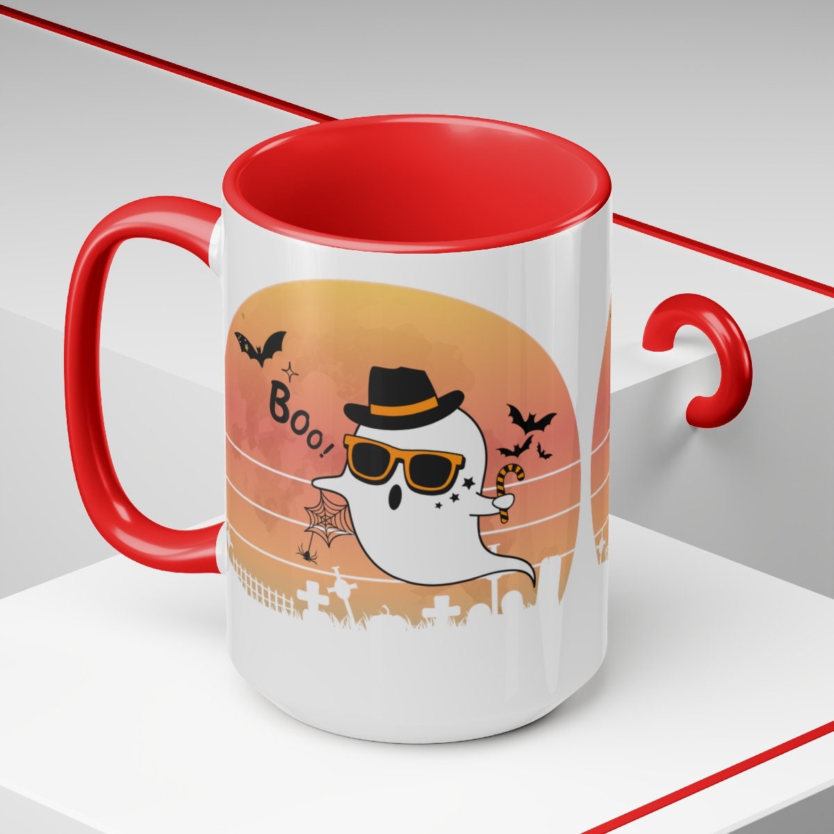 Two-Tone Halloween Coffee Mugs, 15oz