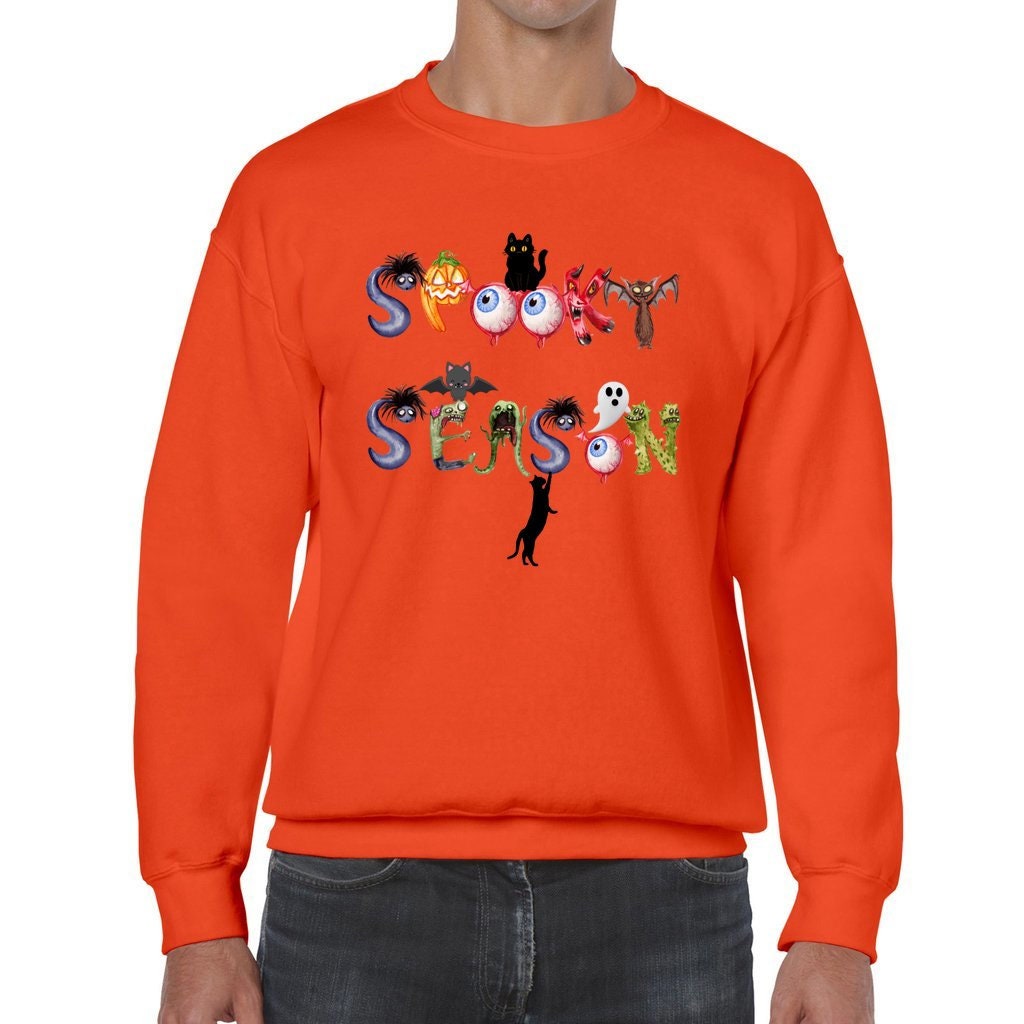 Unisex Heavy Blend Crewneck Halloween Sweatshirt, Spooky Season Pullover, Scary Halloween Sweatshirt,