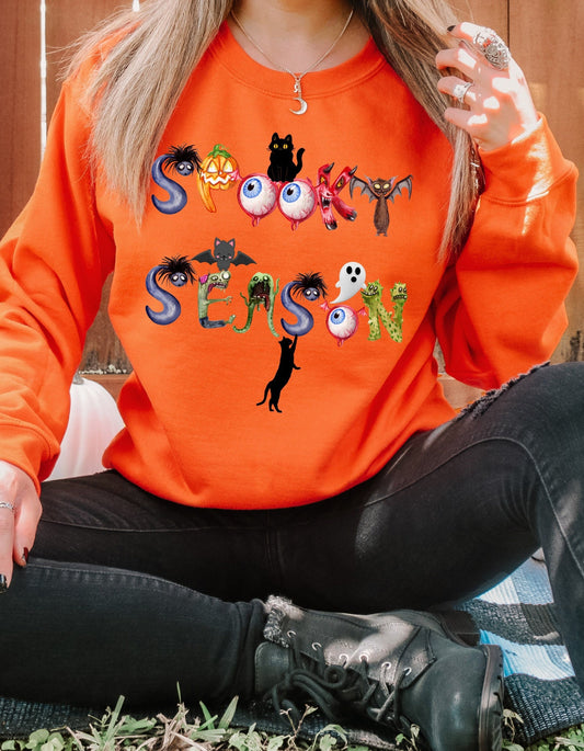 Unisex Heavy Blend Crewneck Halloween Sweatshirt, Spooky Season Pullover, Scary Halloween Sweatshirt,