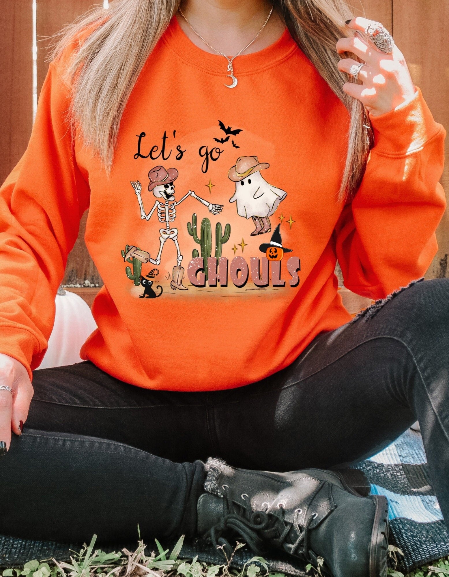 Let's Go Ghouls Sweatshirt, Halloween Sweatshirt, Spooky Season Sweater, Unisex Heavy Blend Halloween Crewneck Sweatshirt