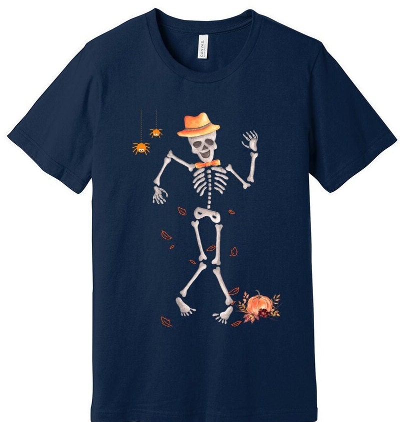 Dancing skeleton Tee, Halloween Shirt, Scary Top, Cute Fall Tshit