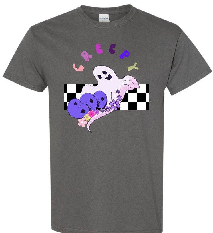 Halloween Creepy Ghost Shirt, Unisex Heavy Cotton Creepy T-Shirt, Trick or Treat Tee, Fall Vibes TShirt, Halloween Party Costume