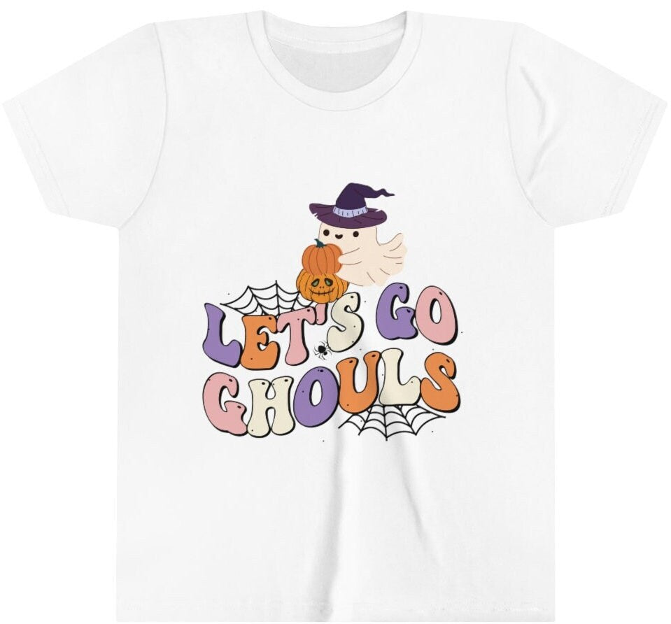 Youth Halloween Short Sleeve Tee, Let's Go Ghoul Halloween Shirt