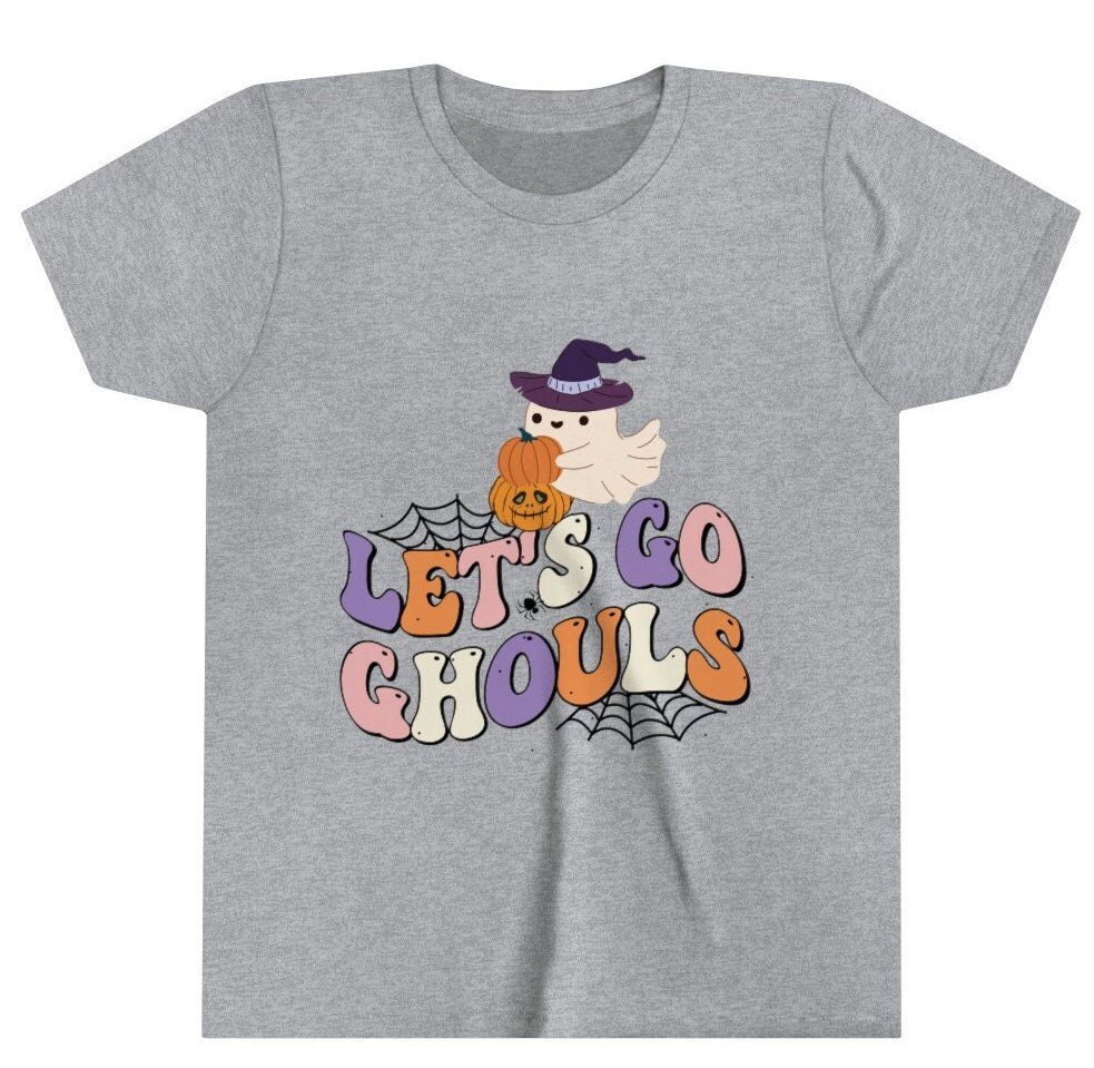 Youth Halloween Short Sleeve Tee, Let's Go Ghoul Halloween Shirt