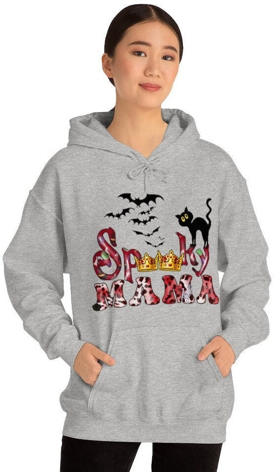 Halloween Spooky Hoodie For Mom, spooky mama Sweater, Spooky Mom Cat Top, Mom Halloween Gift, Spooky Fall Vibes for Mama