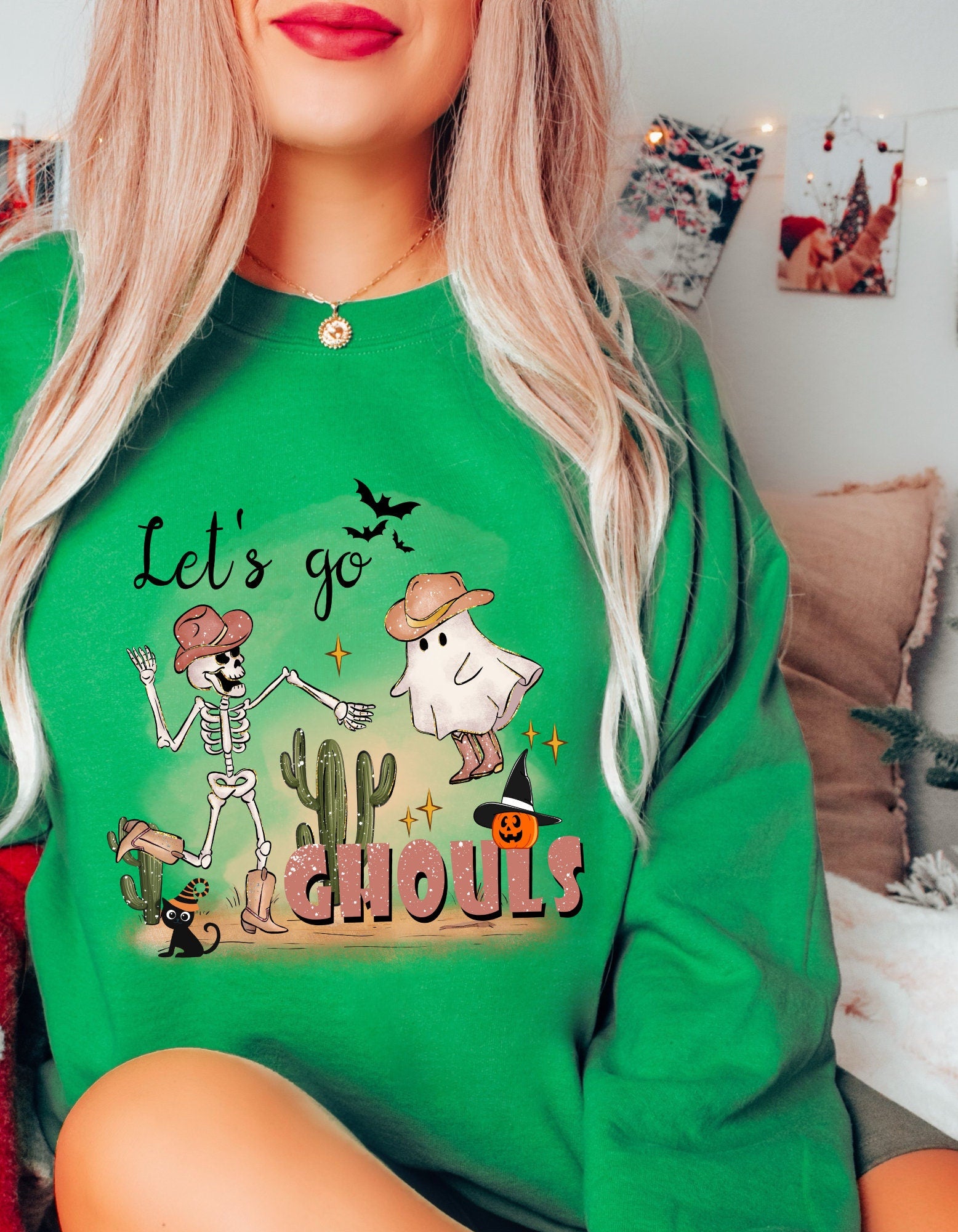 Let's Go Ghouls Sweatshirt, Halloween Sweatshirt, Spooky Season Sweater, Unisex Heavy Blend Halloween Crewneck Sweatshirt