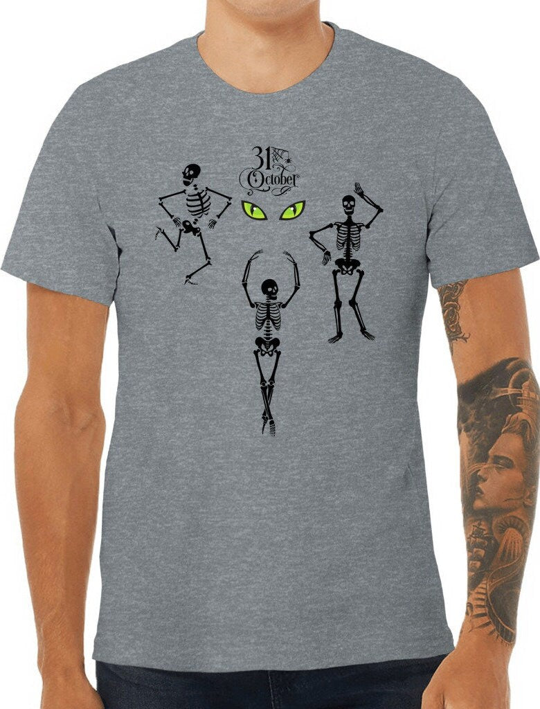 Halloween Dancing Skeleton Tee, Halloween Shirt, Scary Fall Tee, Skeleton Gift Shirt