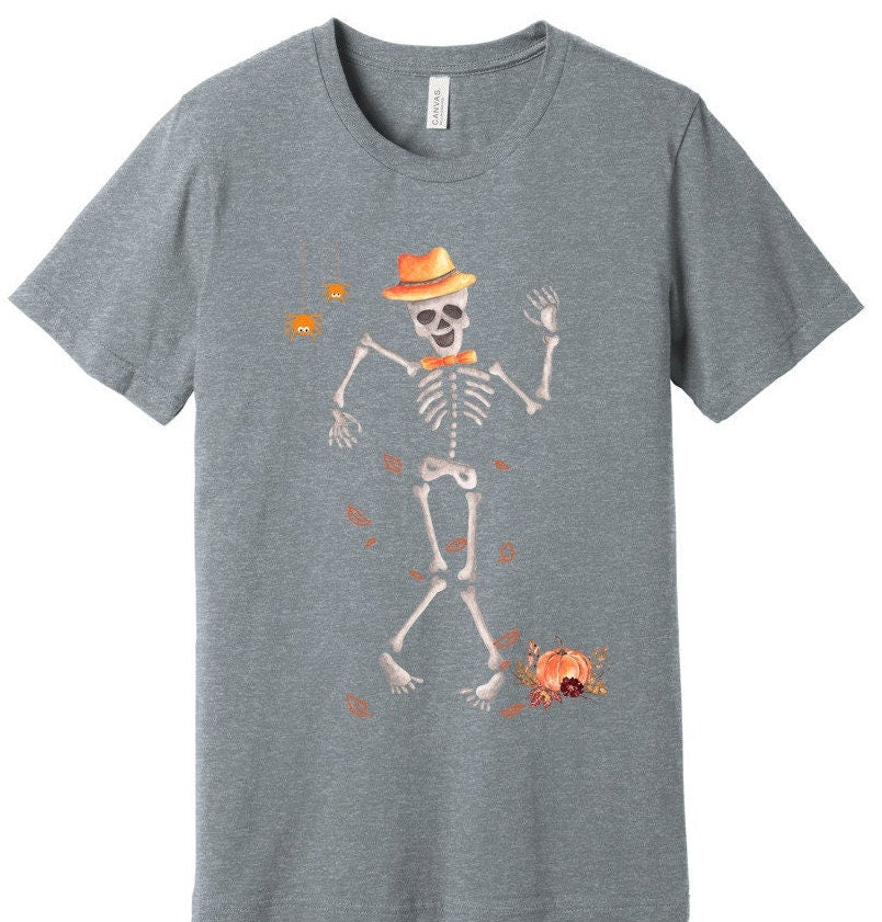 Dancing skeleton Tee, Halloween Shirt, Scary Top, Cute Fall Tshit