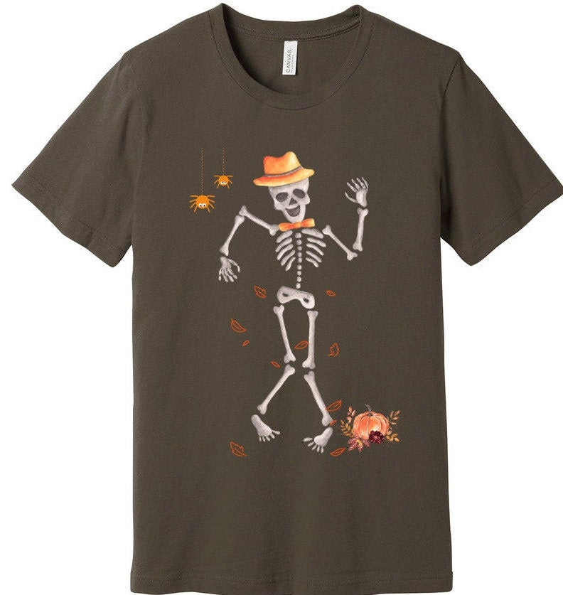 Dancing skeleton Tee, Halloween Shirt, Scary Top, Cute Fall Tshit